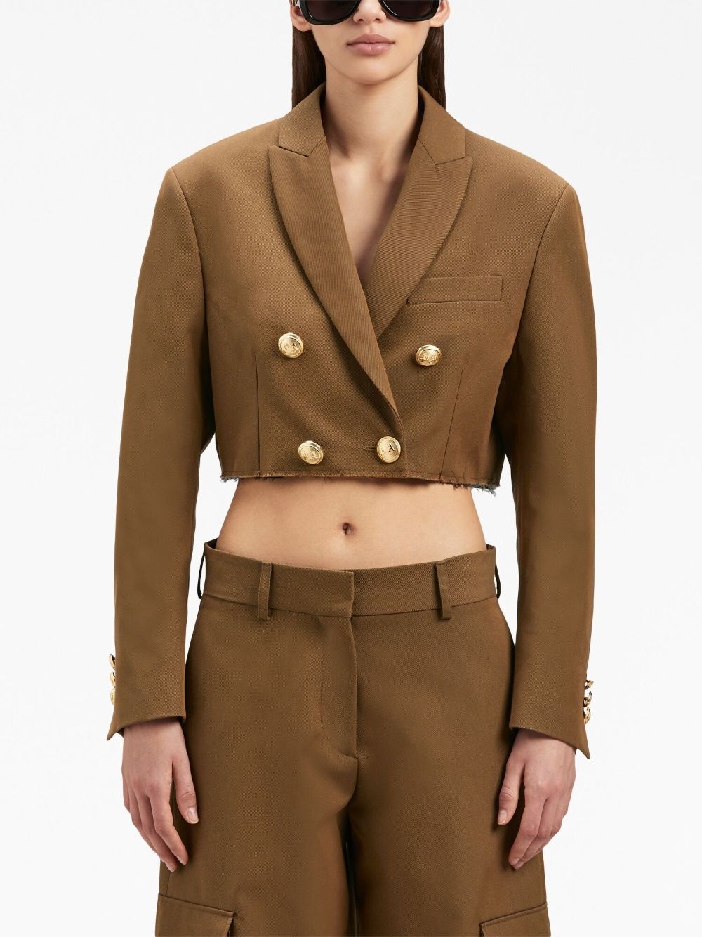 double-breasted cropped blazer - 3