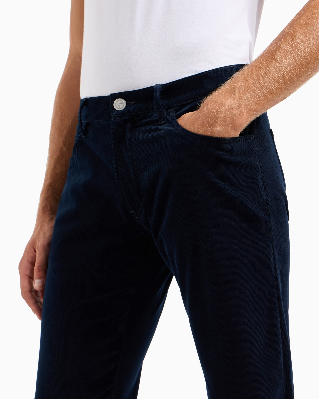 REGULAR-FIT, FIVE-POCKET TROUSERS IN COTTON AND CASHMERE - 5