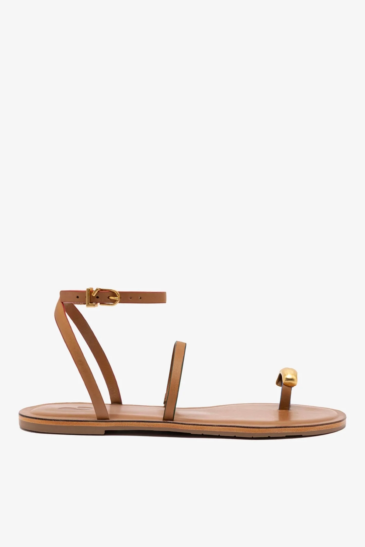 Biarritz Flat Sandal In Light Caramel Leather - 1