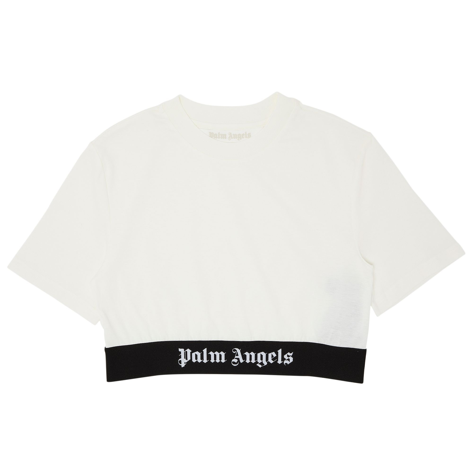 Palm Angels Logo Tape Crop Tee 'Off White' - 1