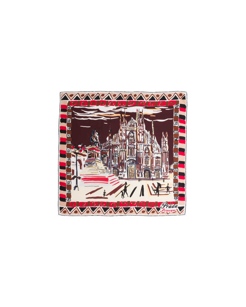 Pittoresque Milan print 90 silk foulard 3