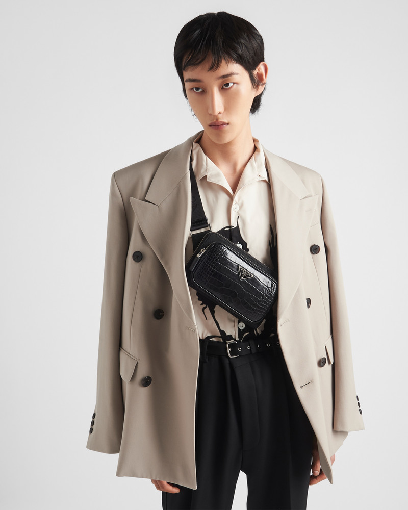 Prada Re-Nylon and crocodile leather shoulder bag outlook