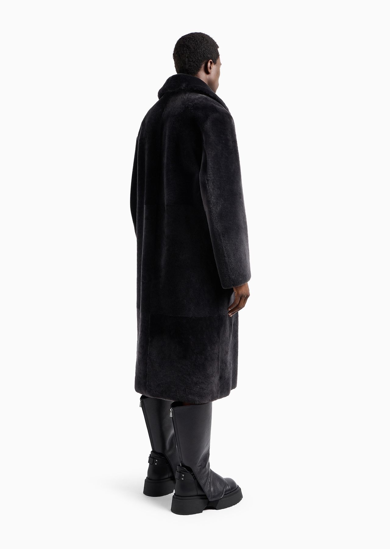 Reversible, double-breasted sheepskin coat in Italian merino shearling - 3