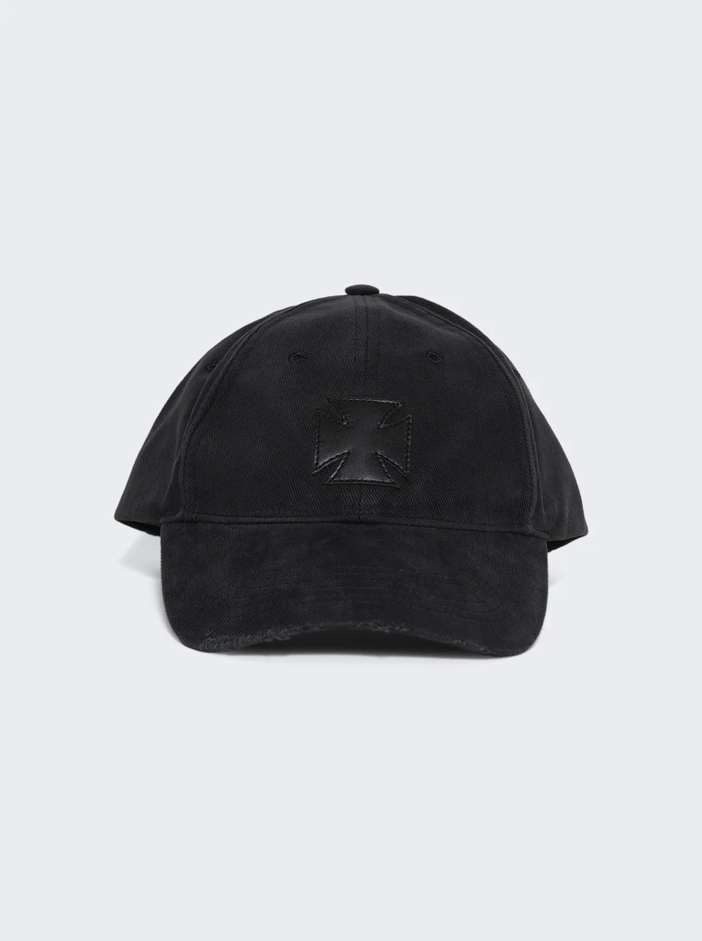 Leather Biker Cross Cap Black - 1