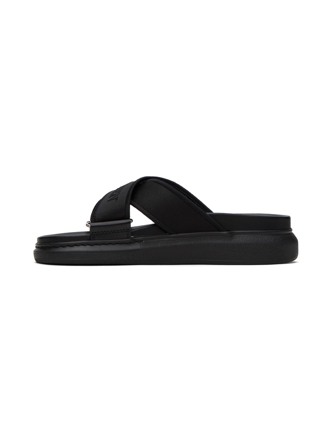 Black Embroidered Sandals - 3