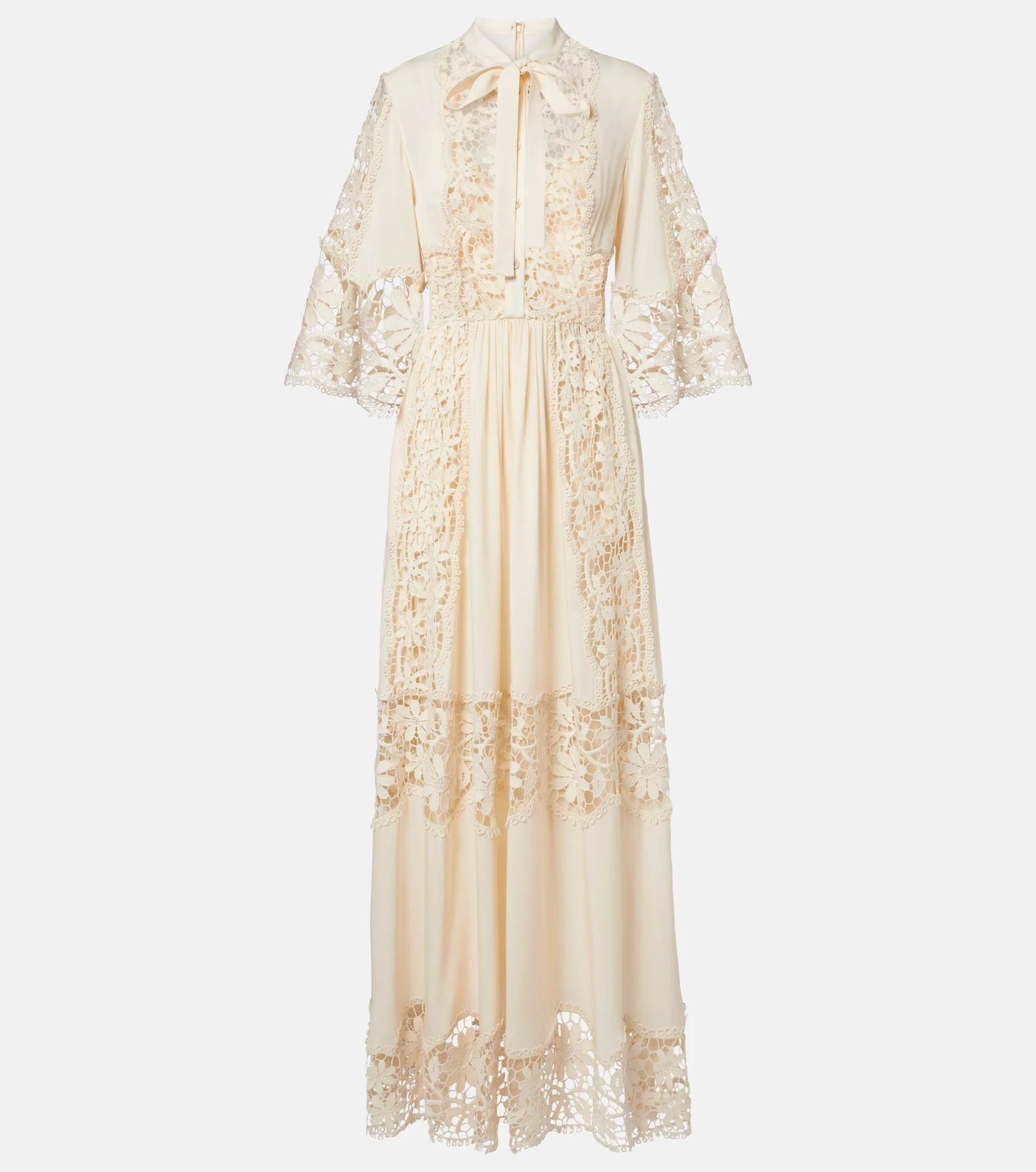 Georgette and macramé gown - 1
