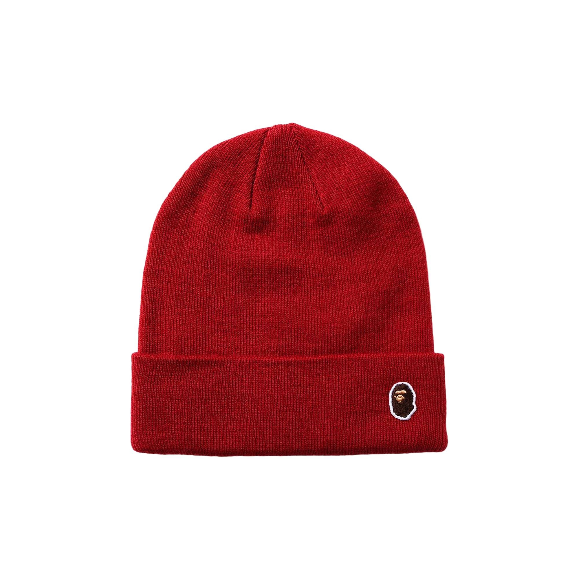 BAPE Ape Head One Point Knit Cap 'Red' - 1