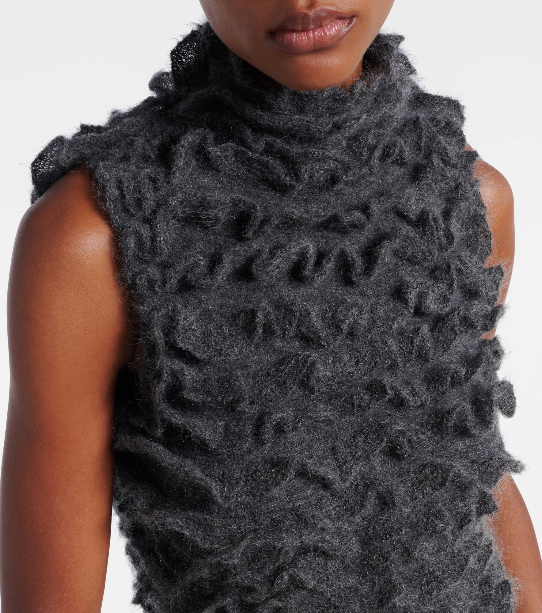 Ruffled mohair-blend turtleneck top - 4