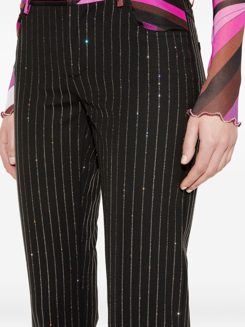 rhinestone-embellished pinstripe trousers - 5