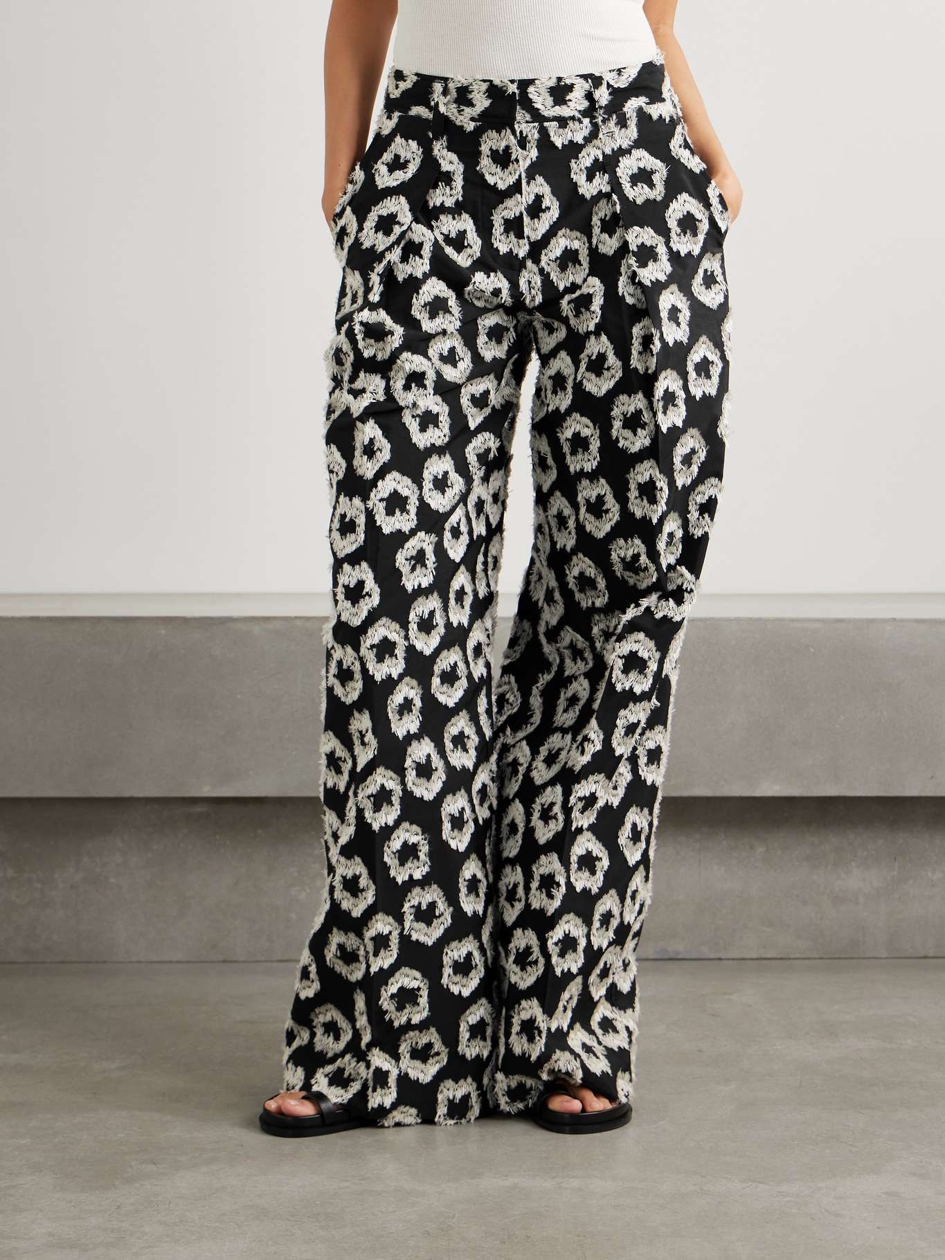 Cai pleated recycled fil coupé faille wide-leg pants Black - 3