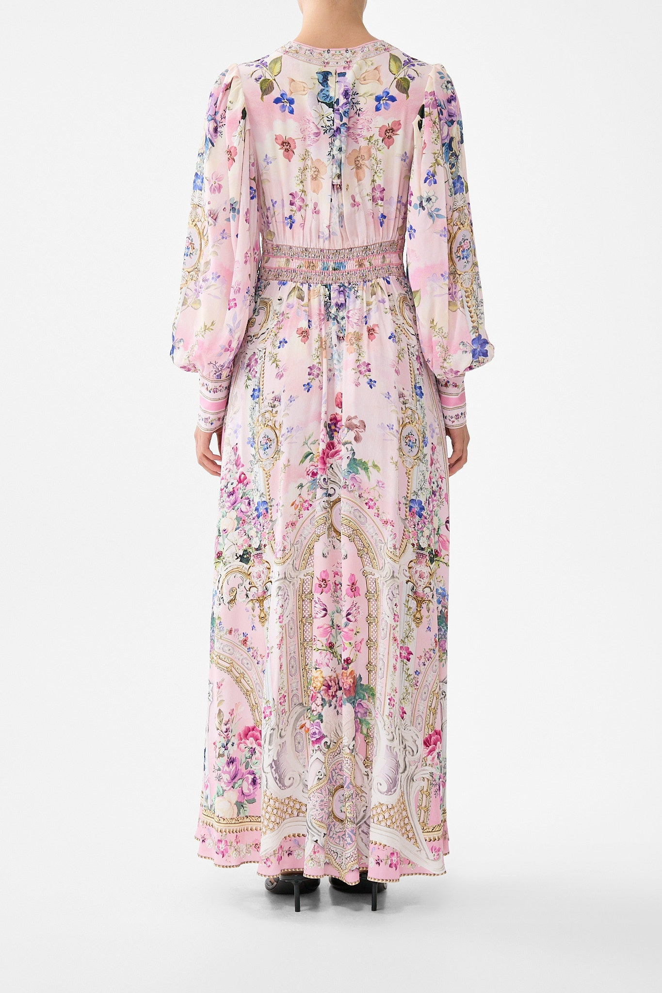 SHAPED WAISTBAND DRESS WITH GATHERED SLEEVES - 2