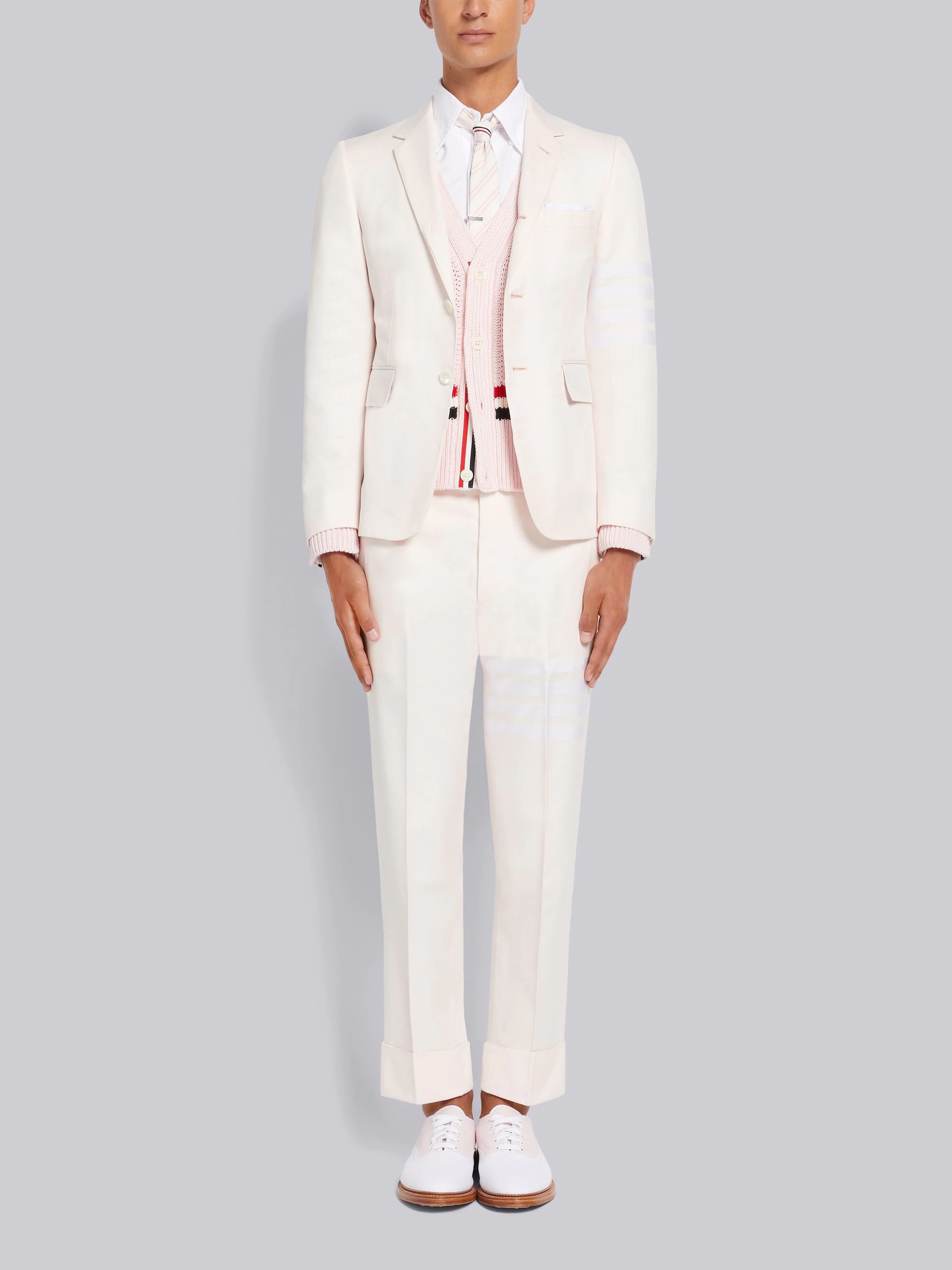 Light Pink Cotton Suiting Engineered 4-Bar Classic Trouser - 4