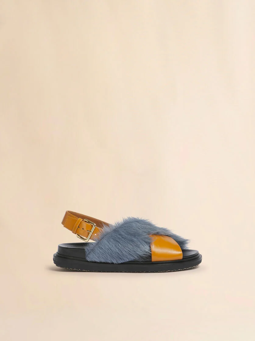 TAN AND BLUE LONG-HAIR AND LEATHER FUSSBETT - 1