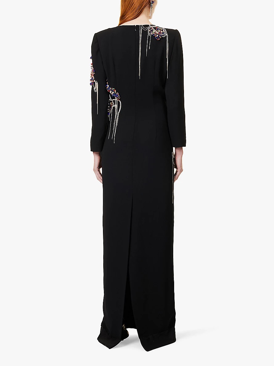 Dalista embellished column crepe gown - 4