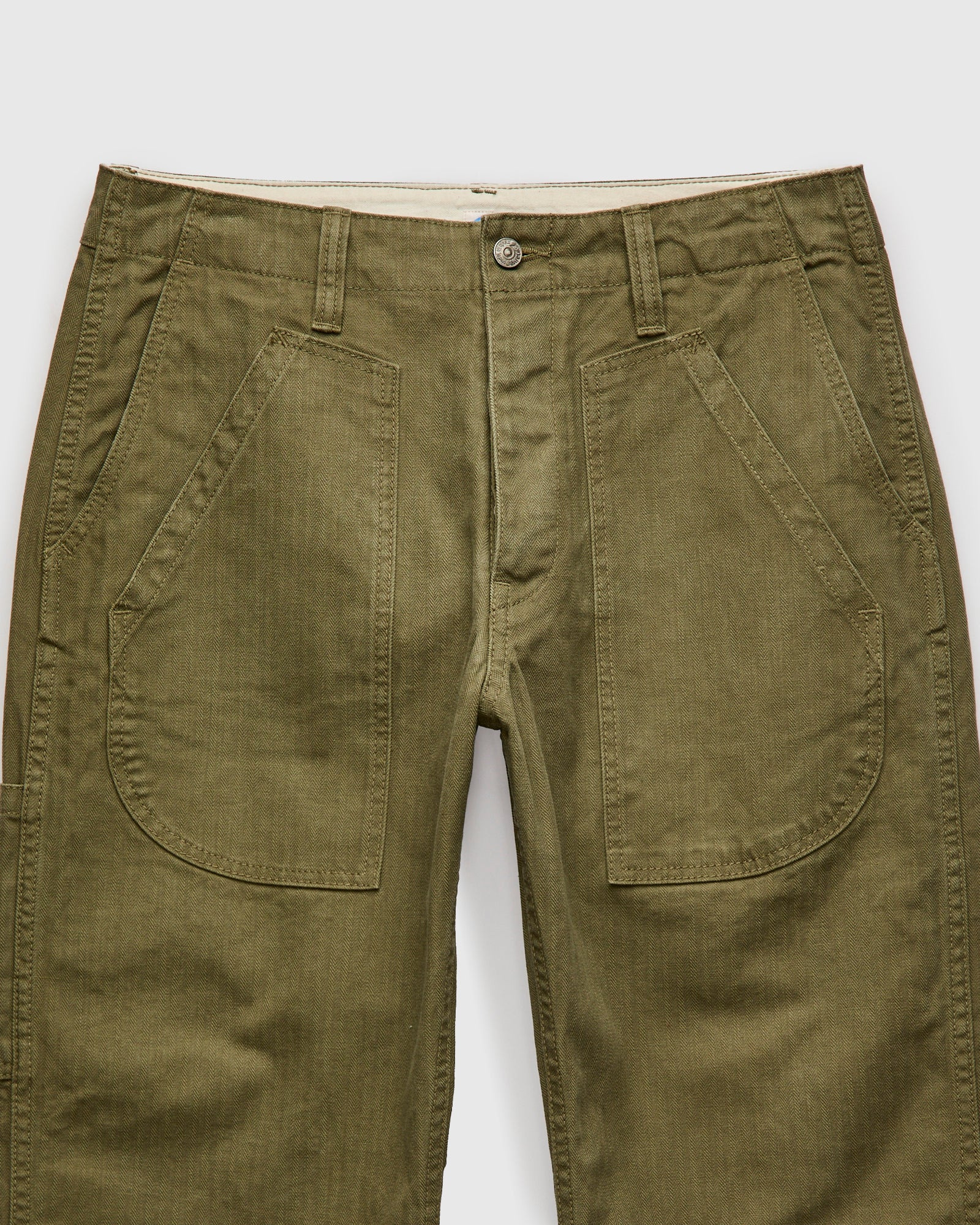 Sulfur Dye Herringbone Work Pants in Olive - 5