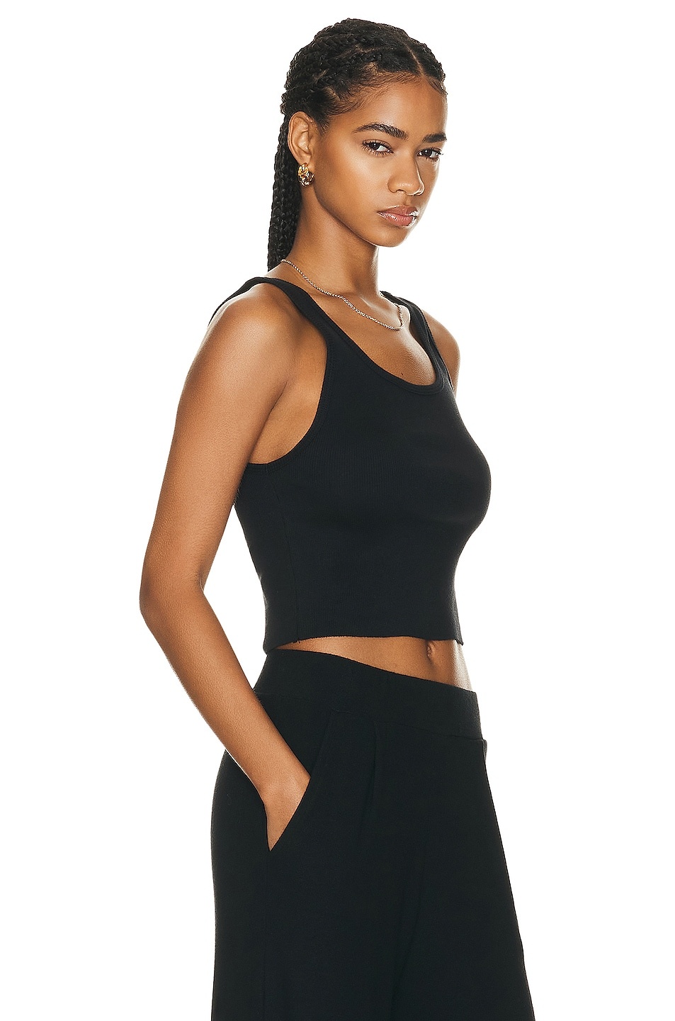 Cropped Scoop Neck Tank Top - 2