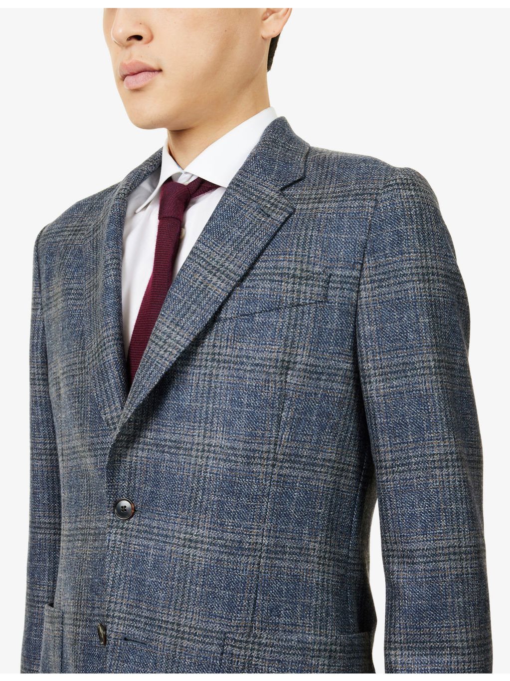 Prince Of Wales Check Long-Sleeve Wool Jacket - 6