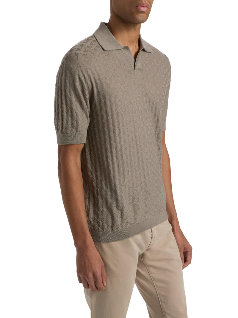 Men's Tonal Basketweave Wool Sweater - Tan 4