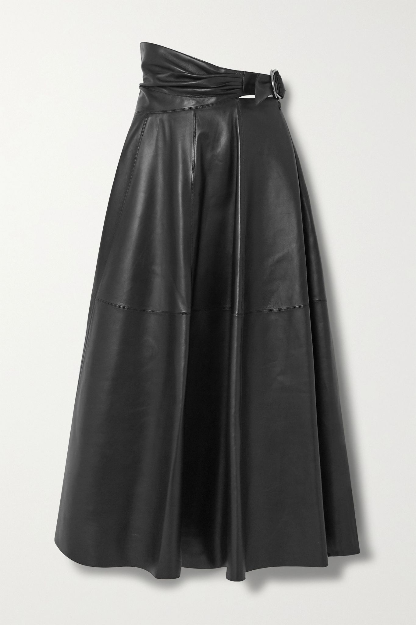 Wrap-effect leather midi skirt - 1