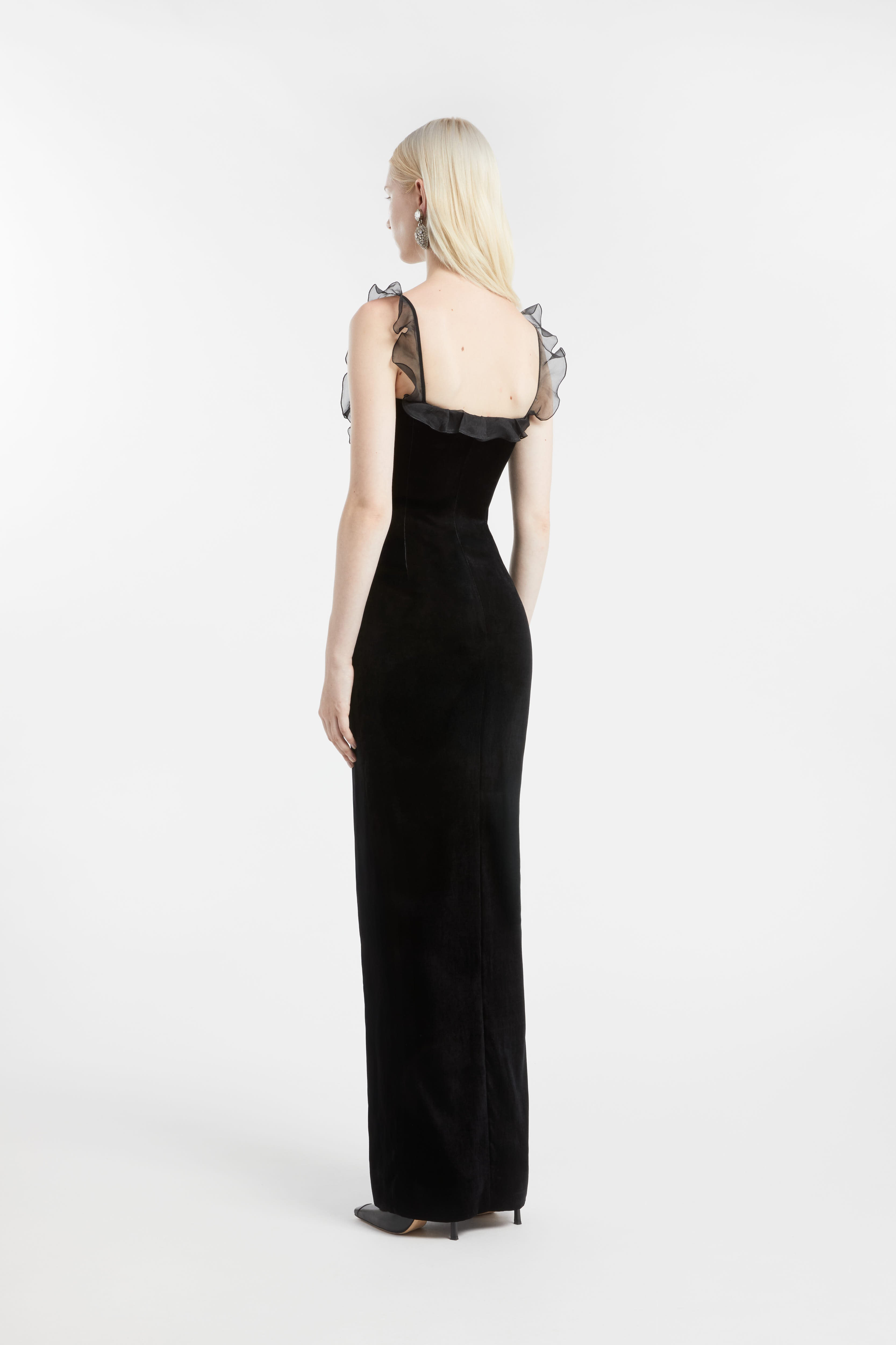 VELVET DRESS WITH LACE BUSTIER - 4