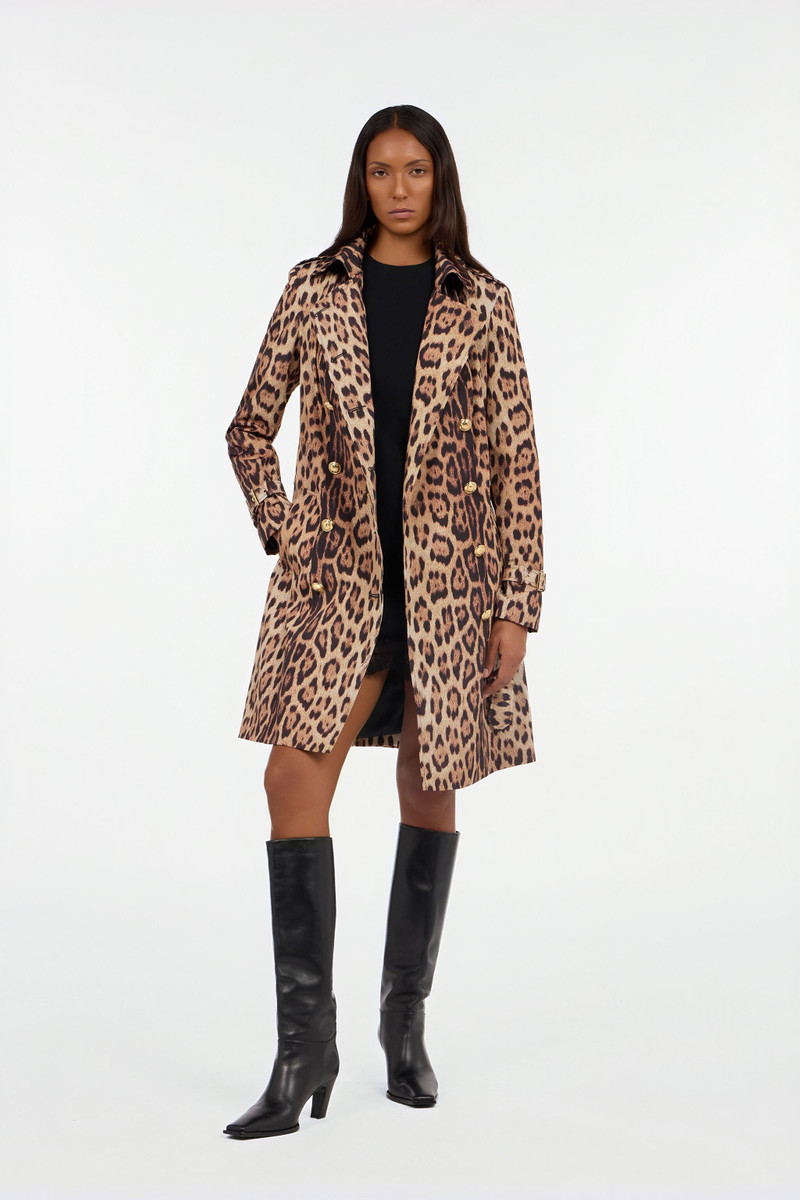 Roberto Cavalli Double-breasted coat with jaguar skin print outlook