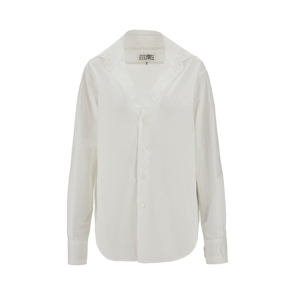 POPLIN SHIRT WITH RAW-CUT NECKLINE - 1