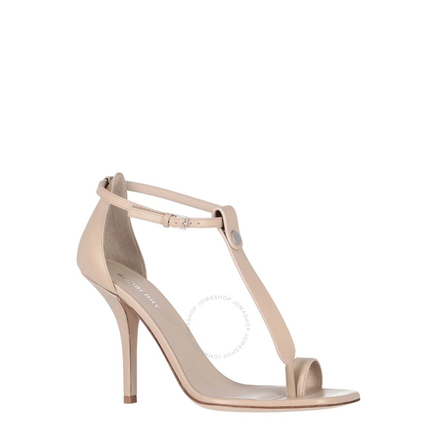 Burberry Soft Fawn Leather Stefanie T-Strap Stiletto Sandals - 2