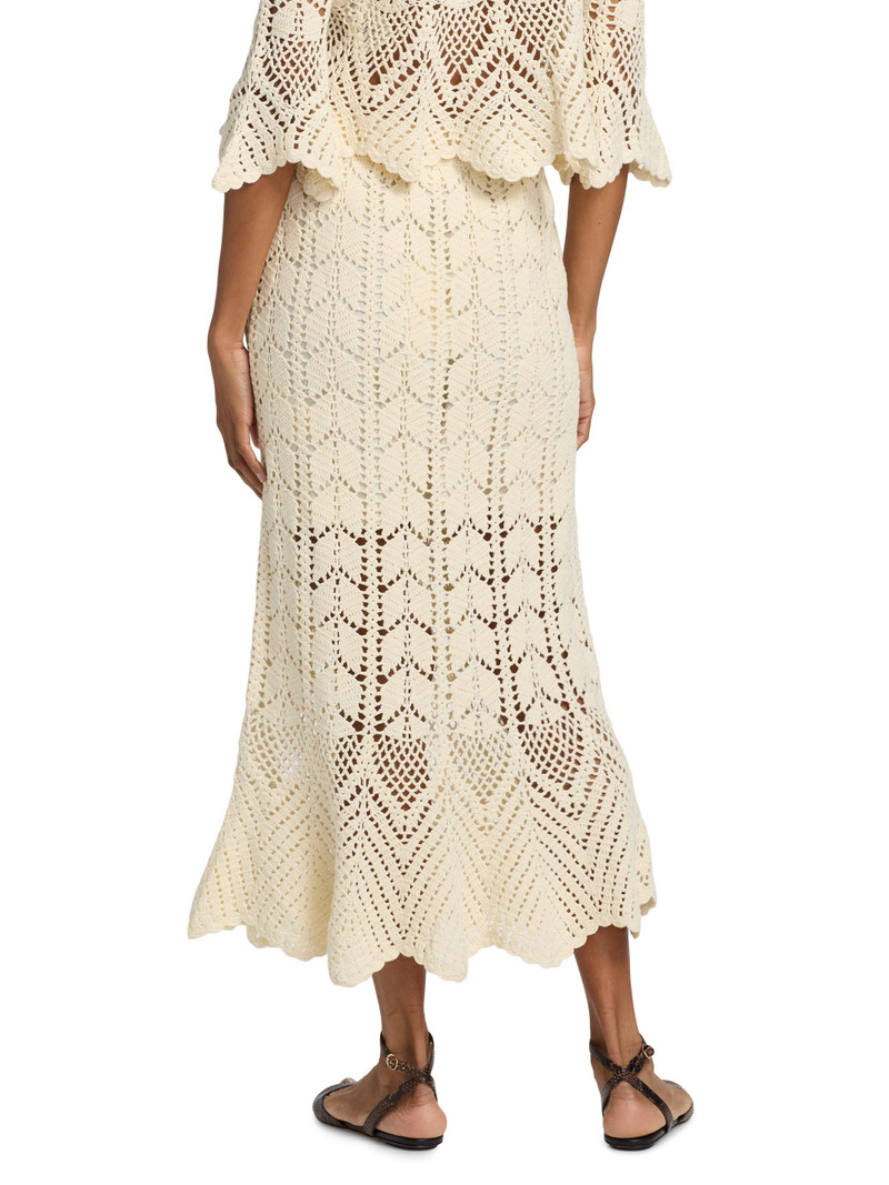 Women's Awaken Lace Crochet Cotton Midi-Skirt - Cream 5
