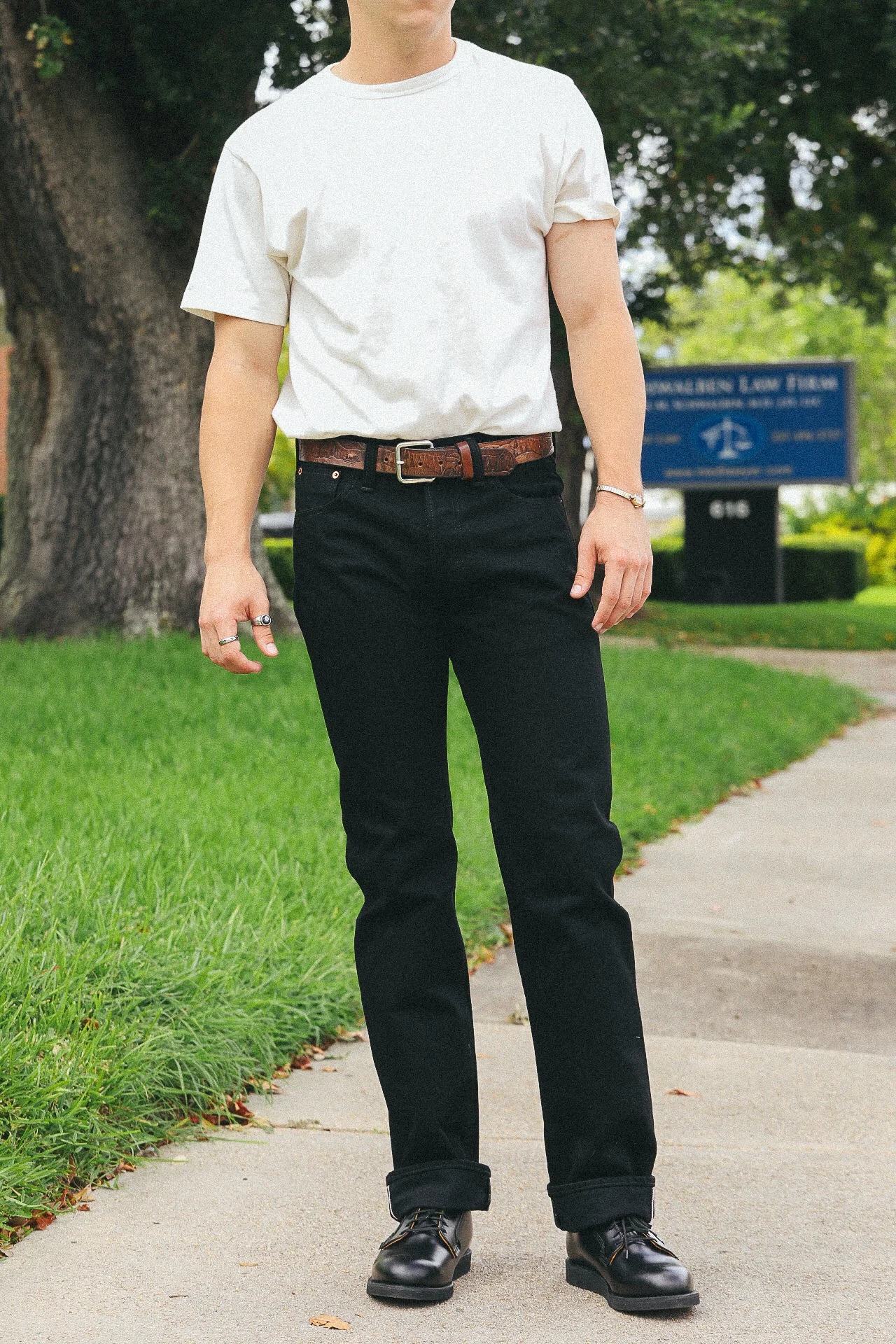 14OZ SELVEDGE DENIM STRAIGHT CUT JEANS 634S - BLACK/BLACK IH-634S-14BB - 1