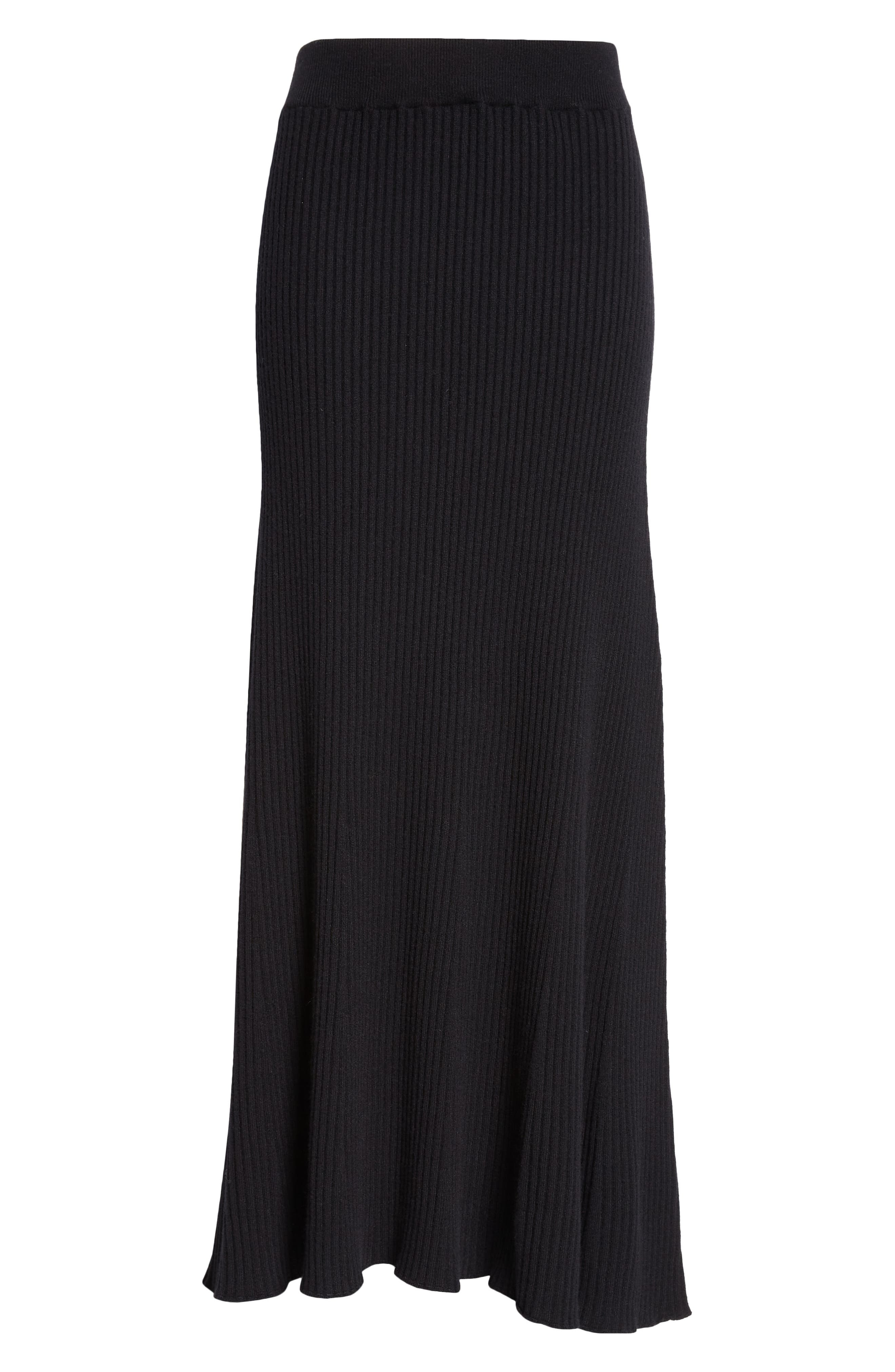 Johnstons of Elgin Cashmere Rib A-Line Sweater Skirt in Black at Nordstrom - 6