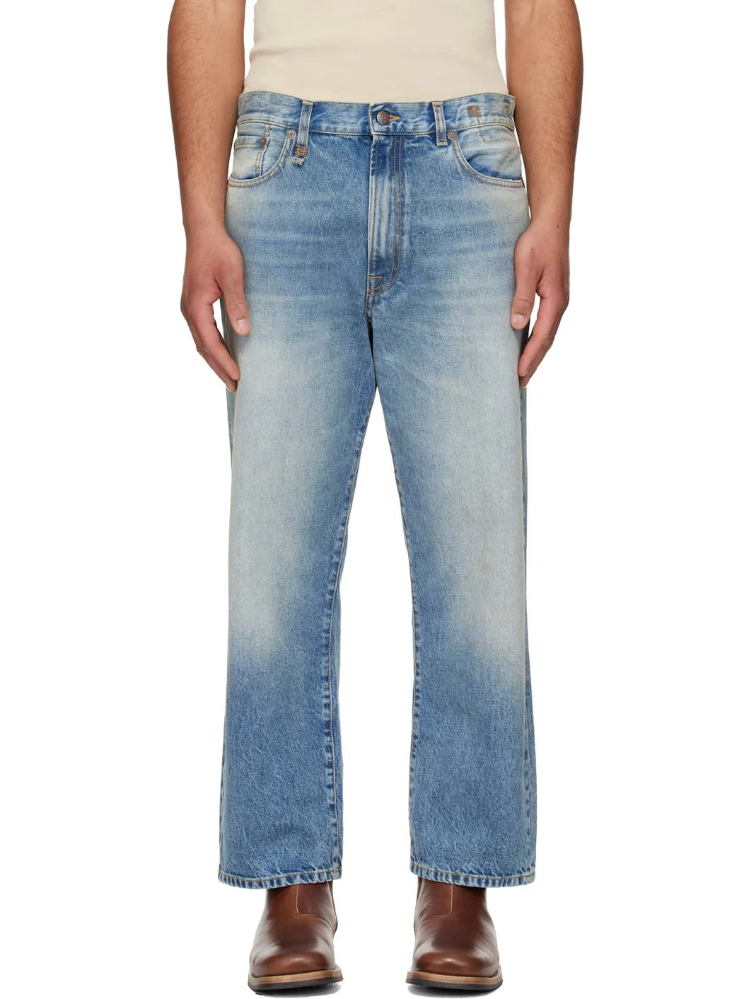 Blue Washed Boyfriend Jeans - 1