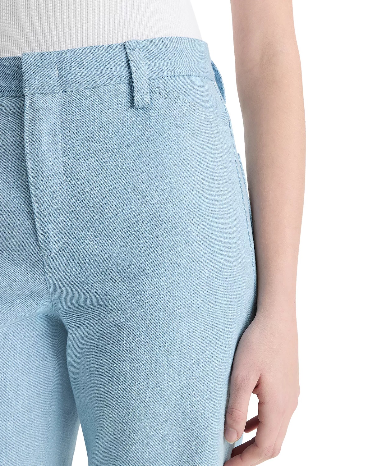 Mid Rise Cropped Flare Twill Pants - 5
