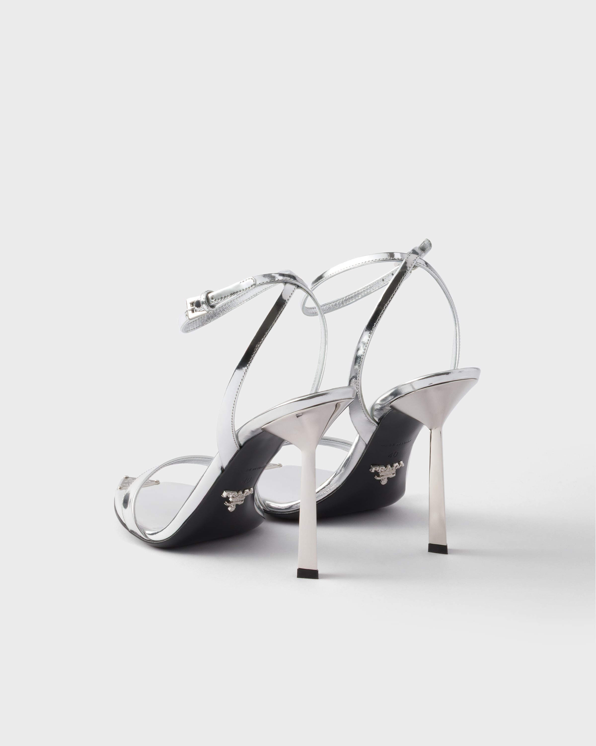 Metallic leather high-heeled sandals - 4