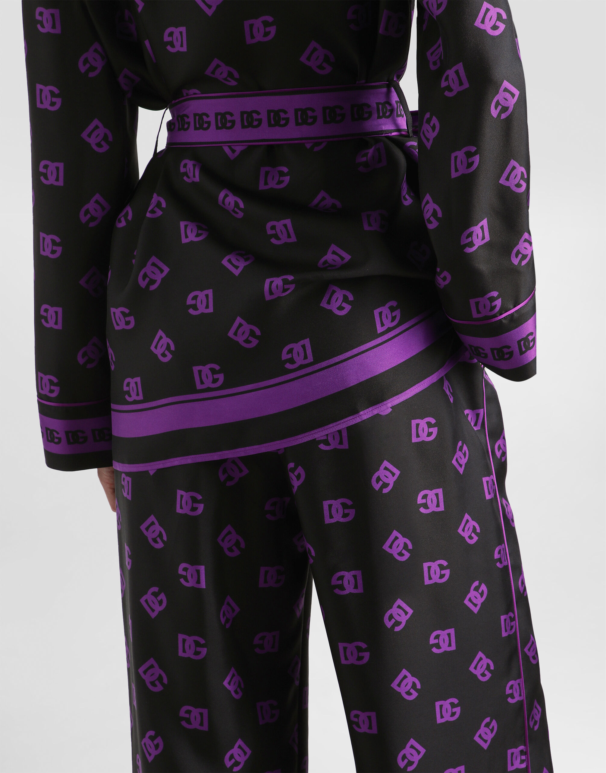 DG logo all-over print silk vanity pants - 5