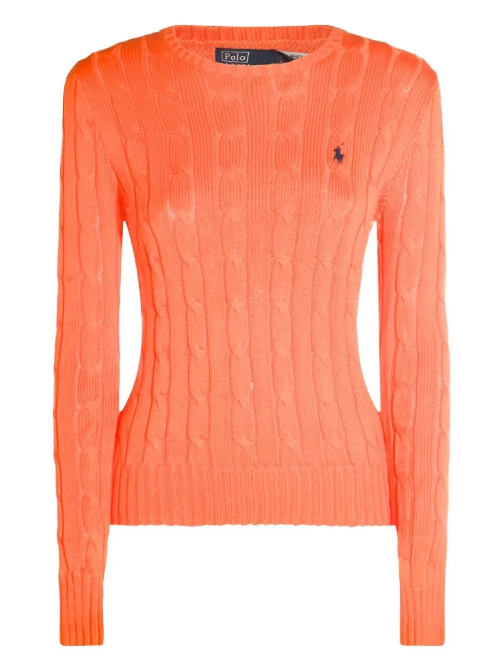 SLIM FIT CABLE KNIT COTTON PULLOVER - 1