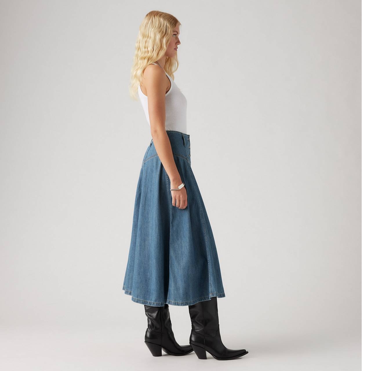 BUTTON FRONT CIRCLE SKIRT - 6