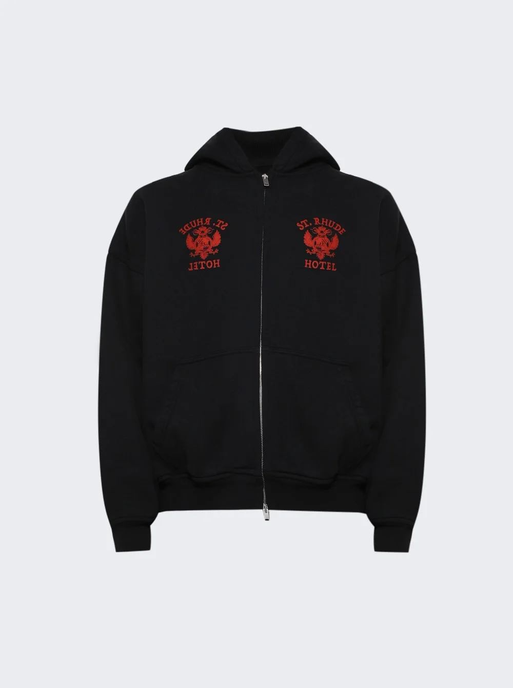 St. Rhude Seal Zip-up Hoodie Vintage Black And Red - 1