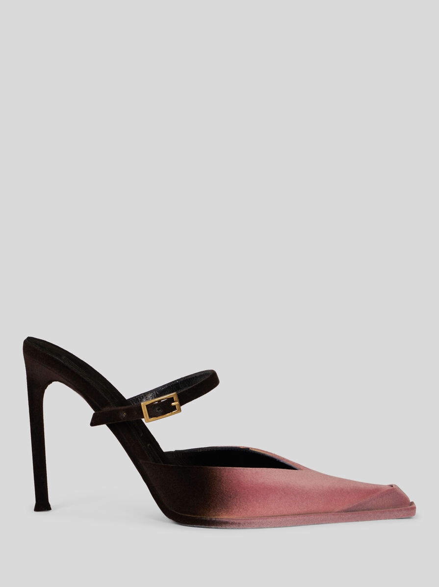 LEATHER AND VELVET COURT SHOES - 1