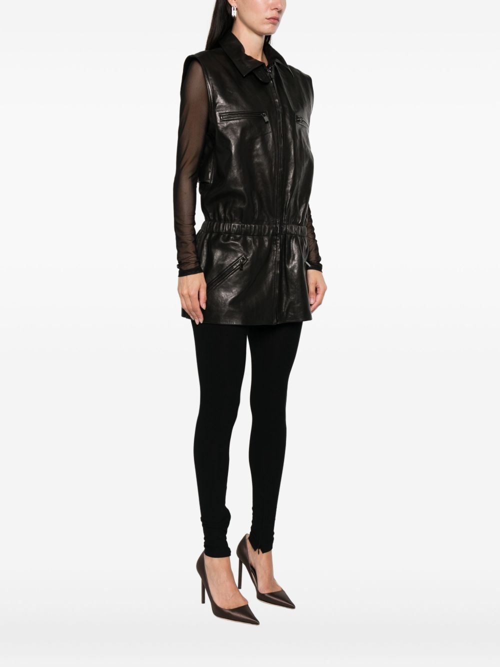 sheepskin elasticated waistcoat - 3