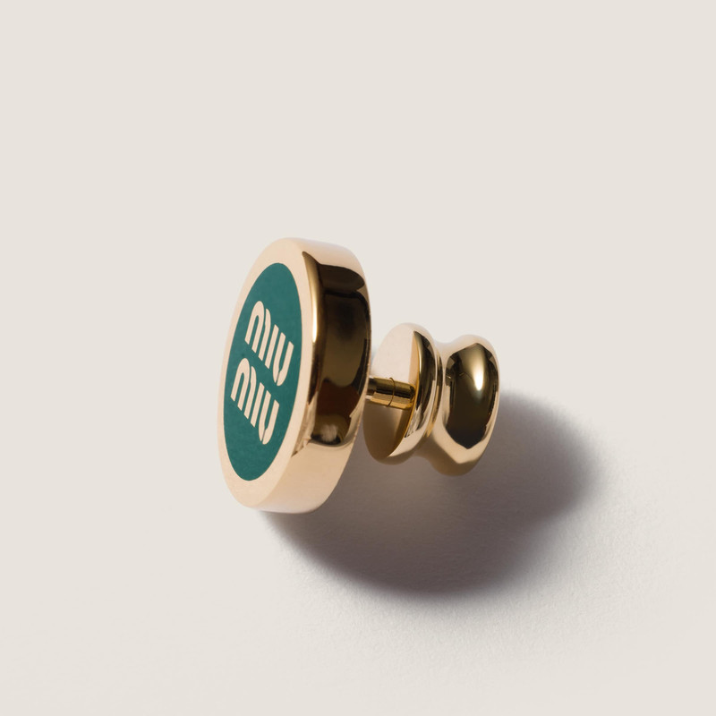 Miu Miu Enameled metal logo brooch outlook