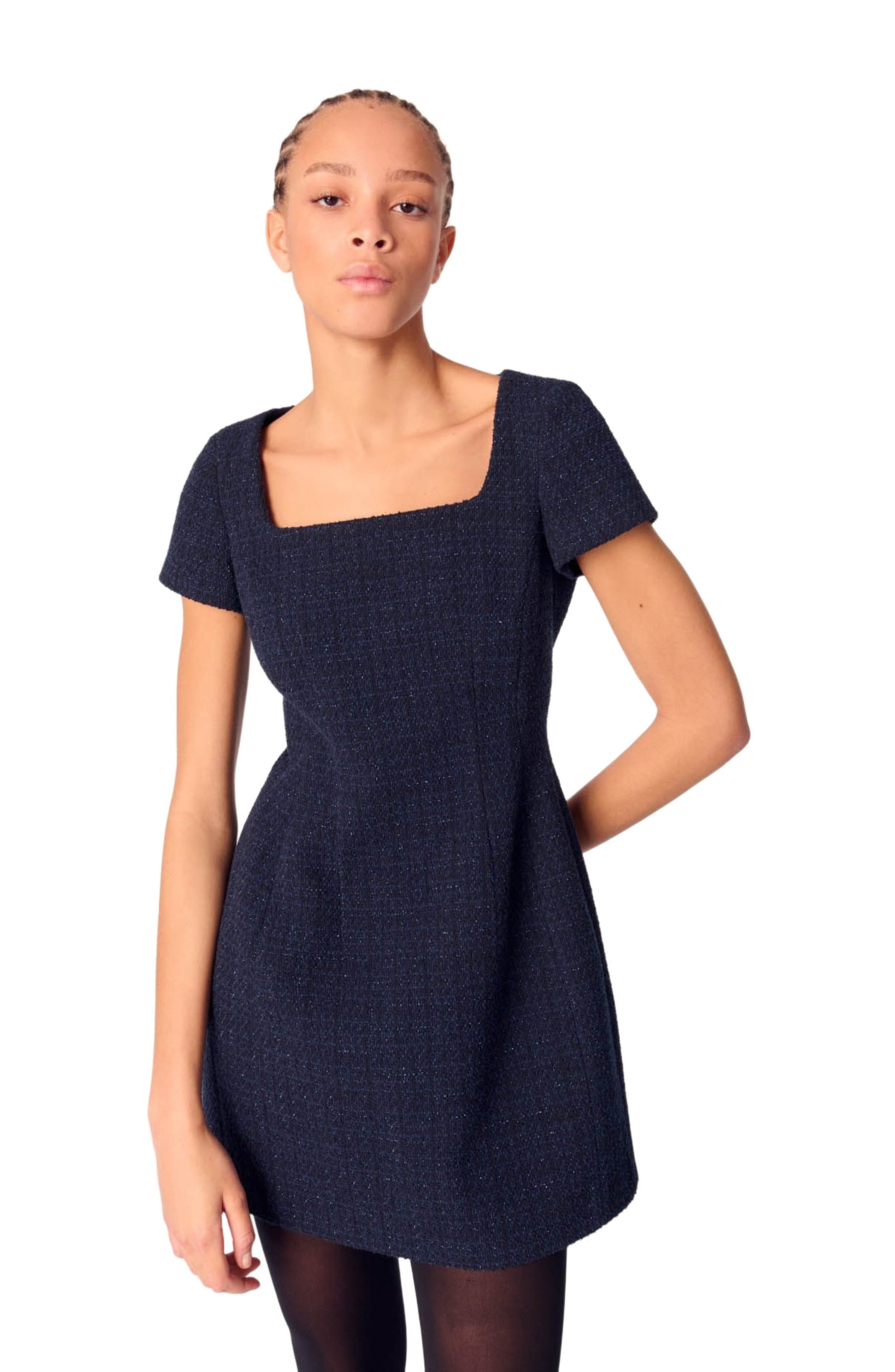 maje Short tweed dress in Navy at Nordstrom - 7