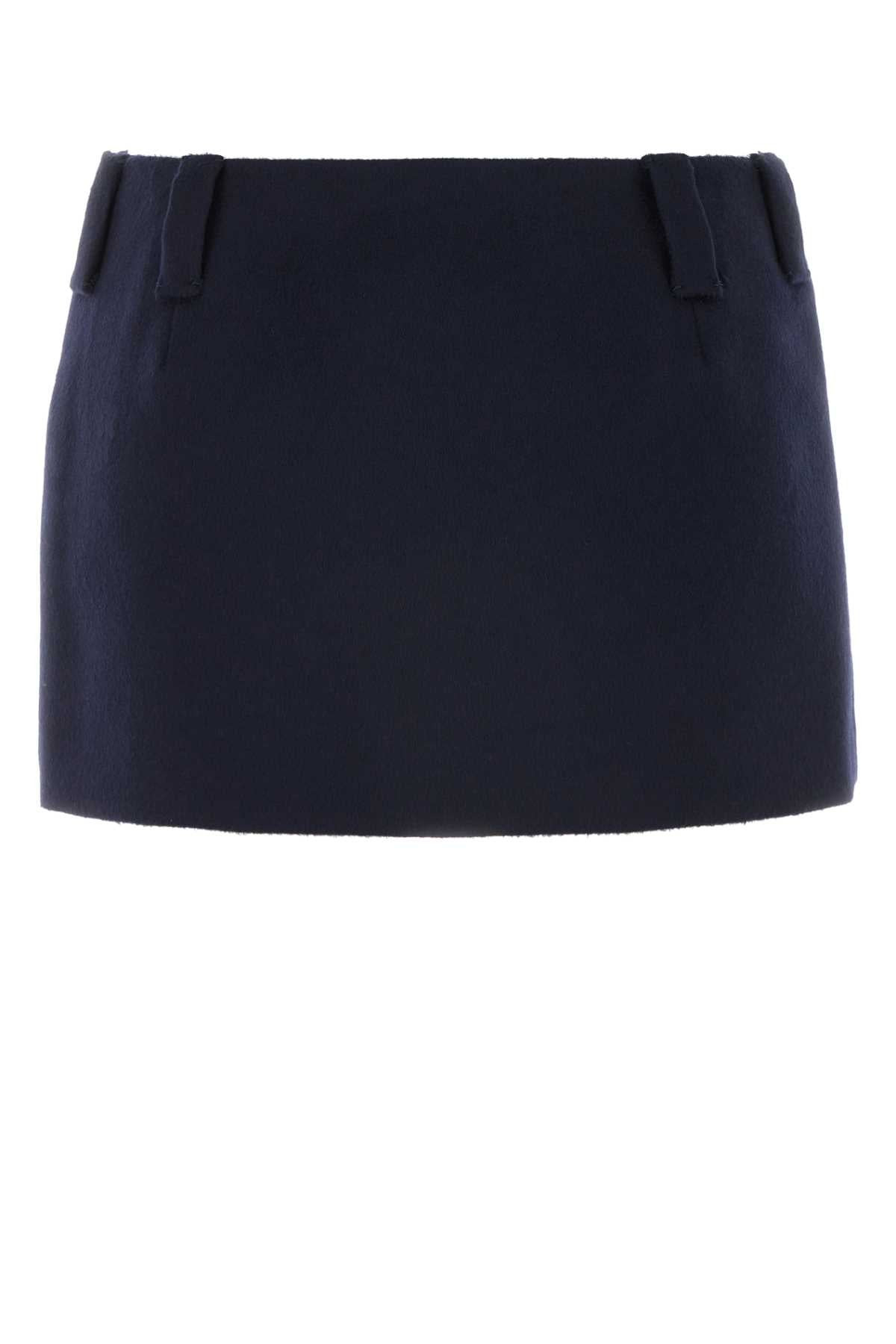 Miu Miu Women Midnight Blue Wool Blend Mini Skirt - 2