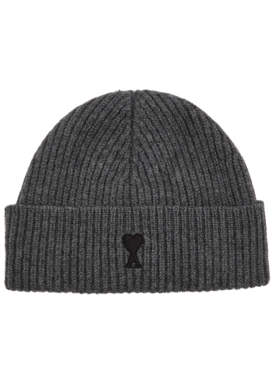 Ami Paris Logo-embroidered Wool Beanie - 1