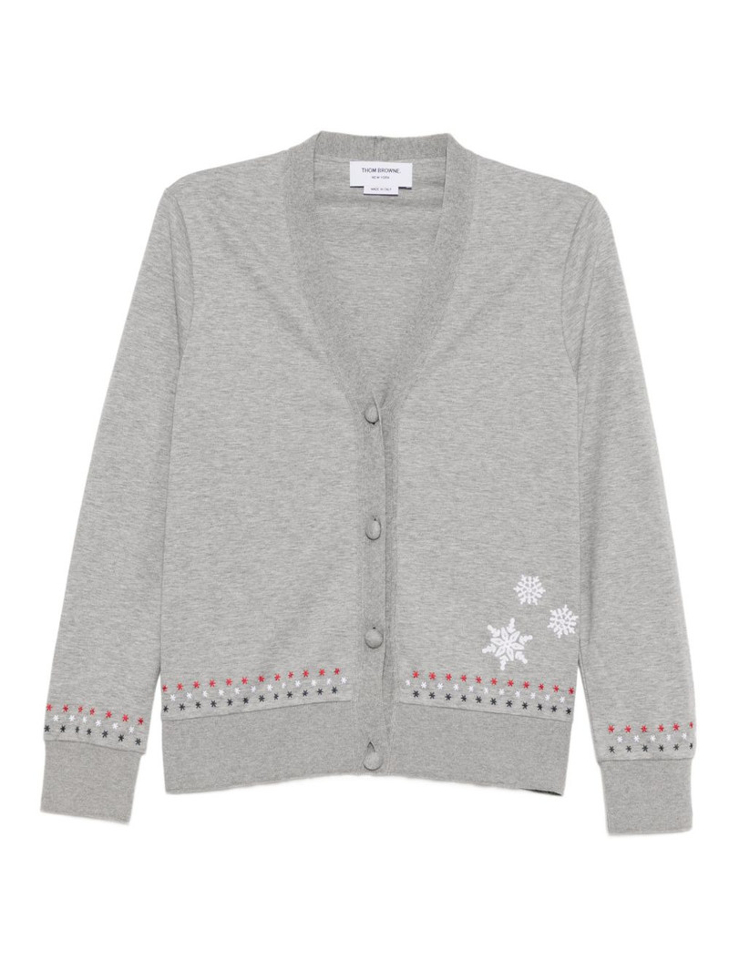 snowflake-embroidered cotton cardigan 1