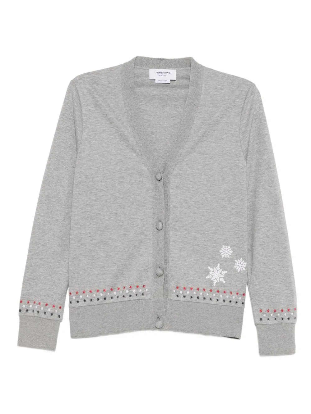 snowflake-embroidered cotton cardigan - 1