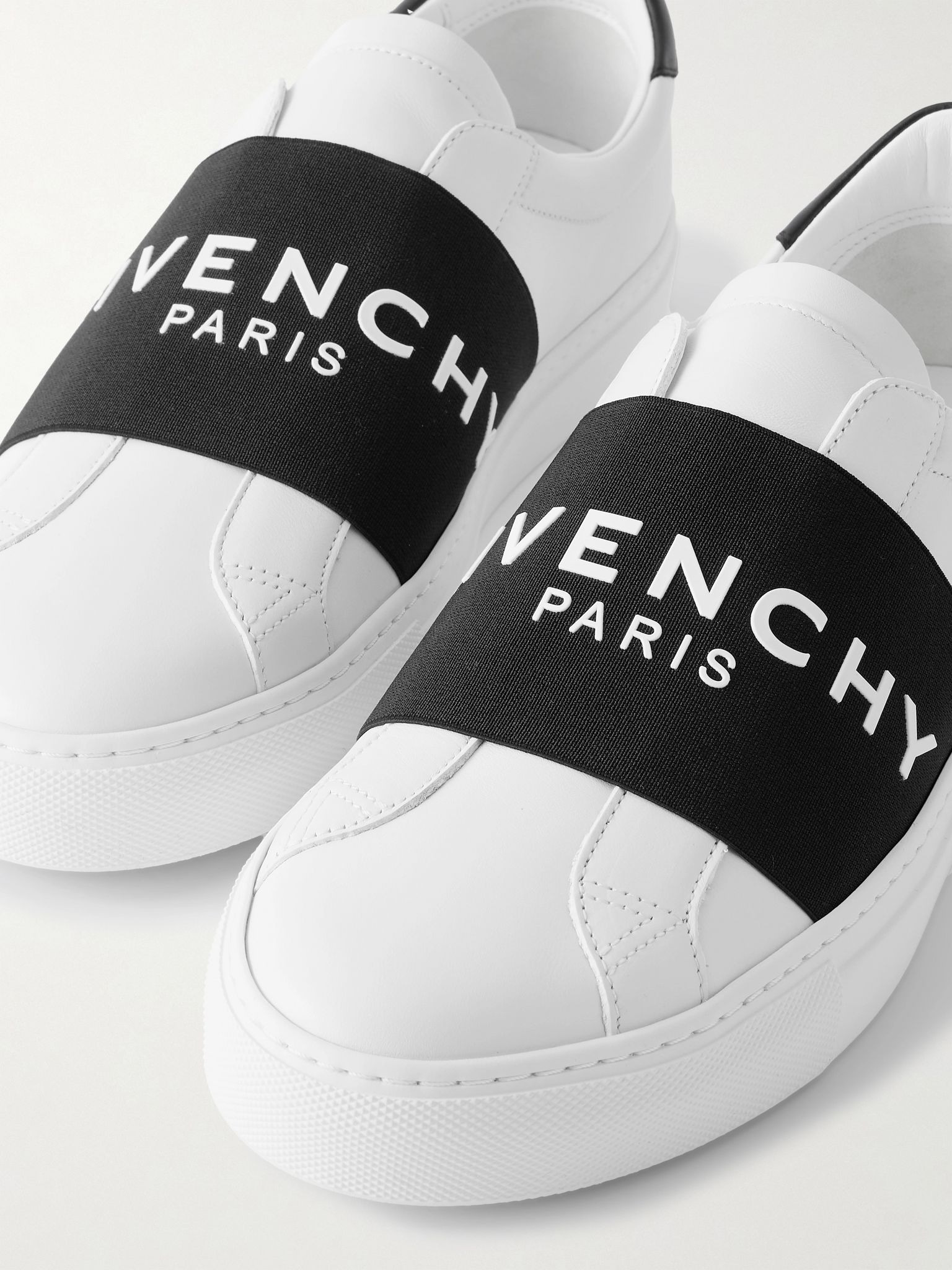 Urban Street Logo-Appliquéd Webbing-Trimmed Leather Slip-On Sneakers White - 5