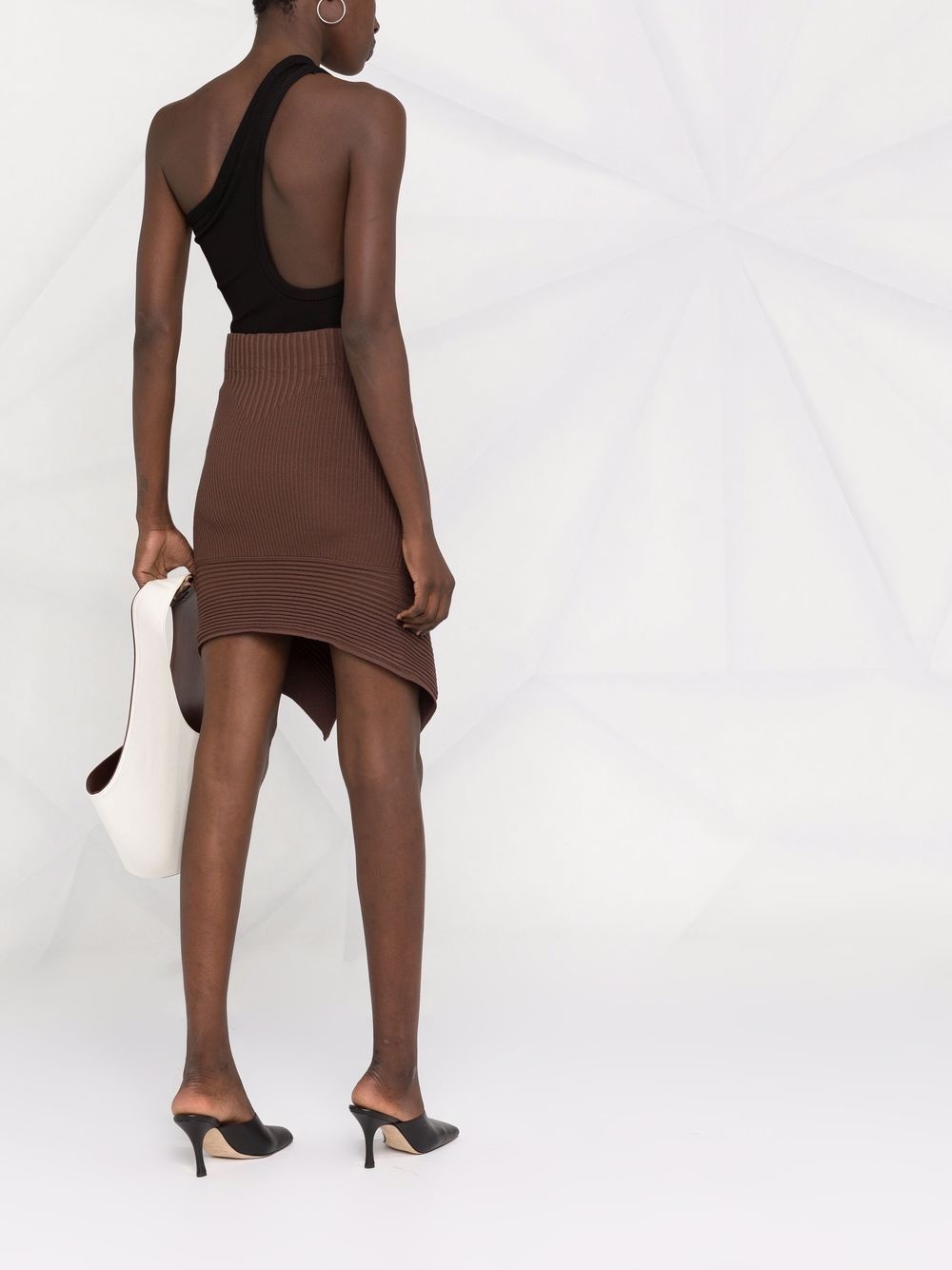 rib-knit asymmetric skirt - 4