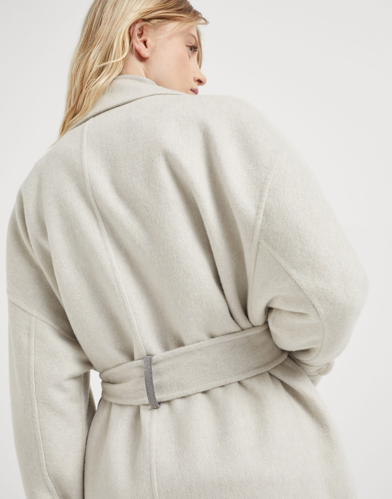 Hand-crafted coat in cashmere double beaver cloth with monili 3