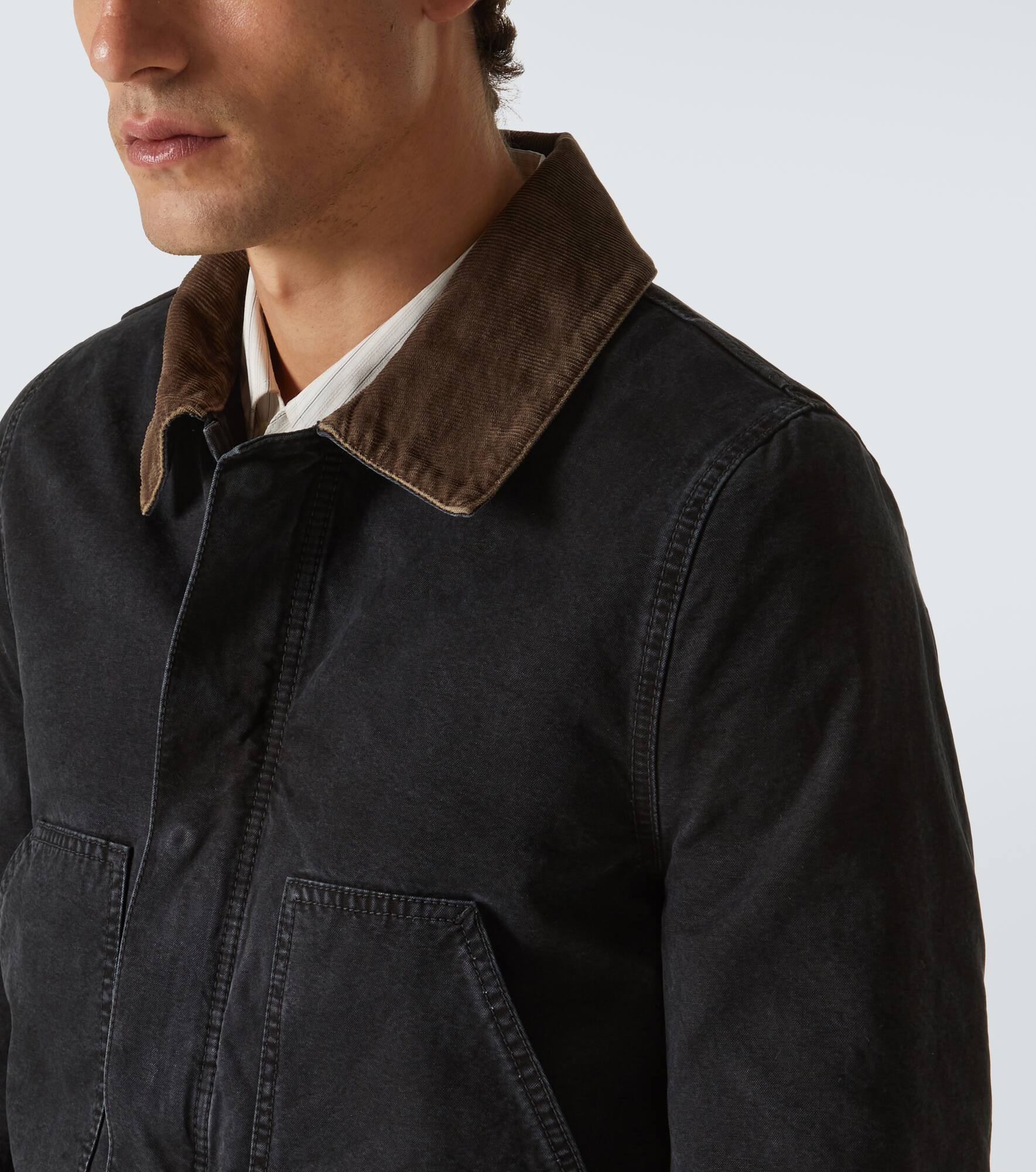 Corduroy-trimmed cotton canvas jacket - 5