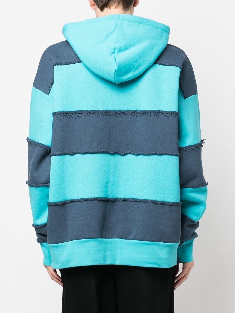 stripe-panelled organic cotton hoodie - 4